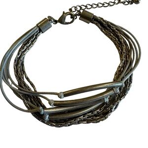 Steel blue and silver multilayer bracelet with clasp. Purchased from The Buckle.